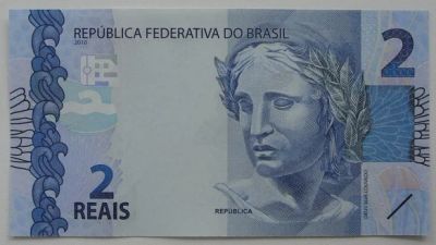 Лот: 8096354. Фото: 1. R Бразилия 2 реала 2010, UNC. Америка