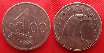 Лот: 21164676. Фото: 1. (№4581/60/LF) 100 крон 1924 (Австрия... Германия и Австрия