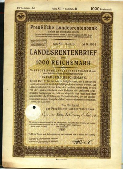 Лот: 11745990. Фото: 1. 1000 марок 1943 год Германия... Документы, ценные бумаги, письма