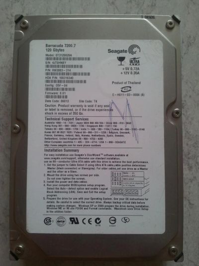 Лот: 5488187. Фото: 1. Жёсткий диск 3.5'' IDE 120Gb Seagate... Жёсткие диски (HDD)