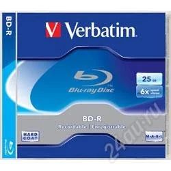 Лот: 1163800. Фото: 1. Диск Verbatim BD-R 25ГБ, 6x, Jewel... CD, DVD, BluRay