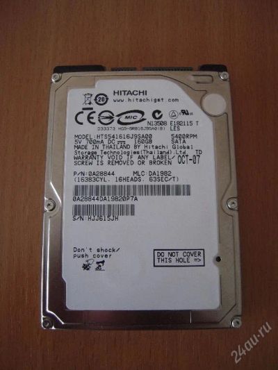 Лот: 127086. Фото: 1. Винчестер 2.5" 160Gb HITACHI SATA-II... Жёсткие диски (HDD)
