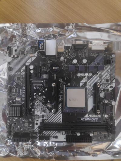 Лот: 18101528. Фото: 1. Asrock A320M-DVS R4.O + Ryzen... Материнские платы