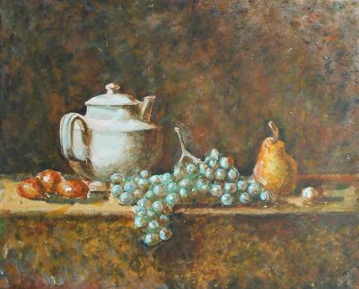 Лот: 15001179. Фото: 1. "Натюрморт с чайником, виноградом... Рисунки, эскизы