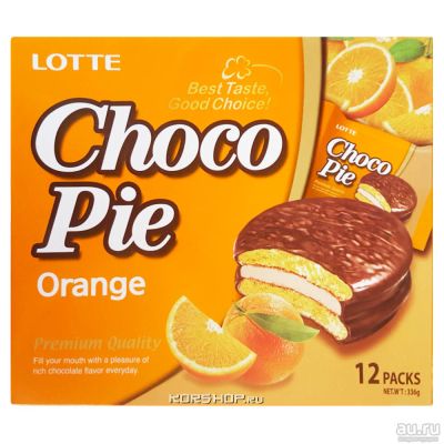 Лот: 9672028. Фото: 1. Печенье CHOCO PIE LOTTE Orange... Печенье, вафли, пряники