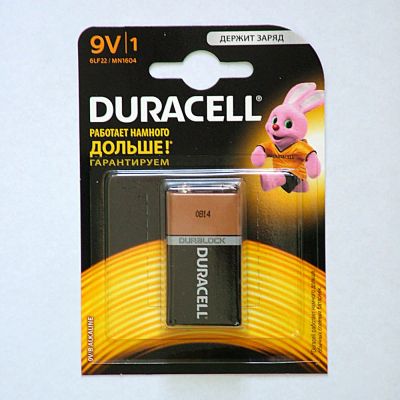 Лот: 7289664. Фото: 1. Батарейка 6LR61 Duracell BL1... Батарейки, аккумуляторы, элементы питания
