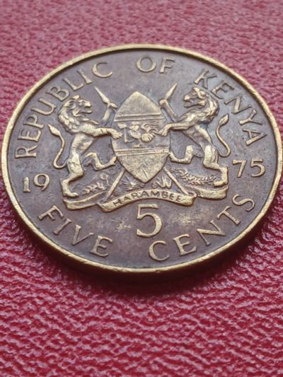 Лот: 22162490. Фото: 1. Кения 5 центов 1975. Африка