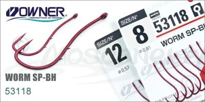 Лот: 16782156. Фото: 1. Крючок OWNER 53118 Red Worm SP-BH... Леска, блесны, крючки, мормышки