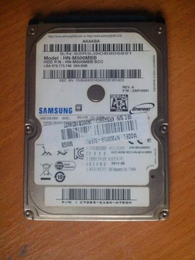 Лот: 10706283. Фото: 1. Жесткий диск Samsung HN-M500MBB... Жёсткие диски