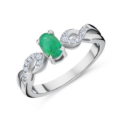 Лот: 23840759. Фото: 1. Серебряное кольцо с изумрудом... Кольца, перстни