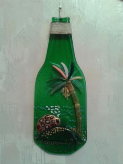 Лот: 6845213. Фото: 1. Бутылка декорированная из прессованного... Другое (ручная работа)