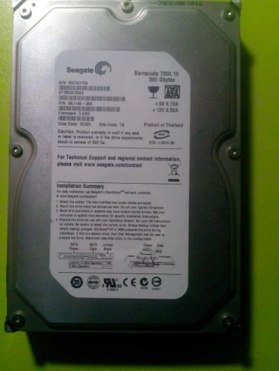 Лот: 8502496. Фото: 1. Seagate Barracuda 7200.10 3500630AS. Жёсткие диски (HDD)