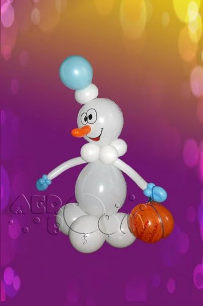 Лот: 4786259. Фото: 1. Снеговик из шаров. Гирлянды, шарики, новогодние аксессуары