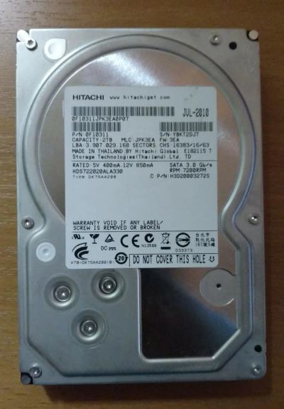 Лот: 10848892. Фото: 1. Винчестер 2Тб Hitachi. Жёсткие диски (HDD)