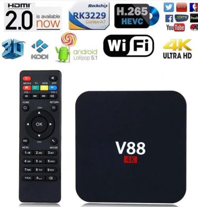 Лот: 9991300. Фото: 1. Медиаплеер V88 TV Box Android... Медиаплееры