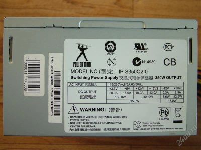 Лот: 1334339. Фото: 1. Блок питания Powerman IP-S350Q2-0... Корпуса, блоки питания