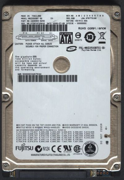 Лот: 15296927. Фото: 1. Диск HDD 2.5", Fujitsu MHZ2500BT... Жёсткие диски (HDD)