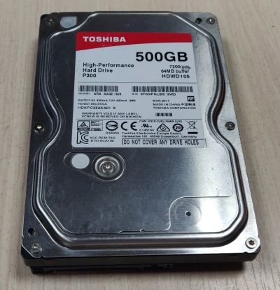 Лот: 19845215. Фото: 1. HDD 500 Гб/3,5''/7200 об/мин/Toshiba. Жёсткие диски (HDD)