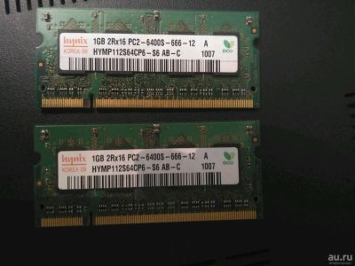 Лот: 10338064. Фото: 1. 2x1gb so-dimm hynix ddr2 pc2-6400s... Оперативная память