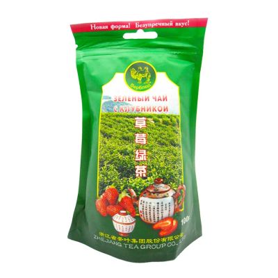 Лот: 22073494. Фото: 1. Зеленый чай с клубникой (green... Чай, кофе, какао