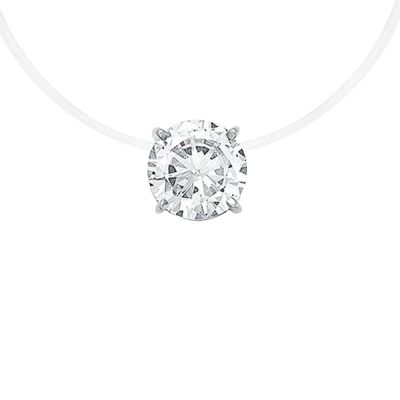 Лот: 23893458. Фото: 1. Серебряное колье на леске с фианитом... Цепочки