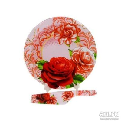 Лот: 17018468. Фото: 1. Тортница стеклянная 300 мм Красные... Кухонные аксессуары
