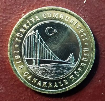 Лот: 19347637. Фото: 1. Турция 1 лира 2022 Мост в Чанаккале... Ближний восток