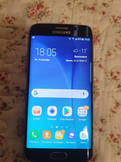 Лот: 16988495. Фото: 1. Samsung Galaxy S6 Edge (тёмно-синий... Смартфоны