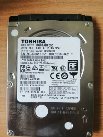 Лот: 16305711. Фото: 1. Hdd Toshiba 500gb. Жёсткие диски (HDD)
