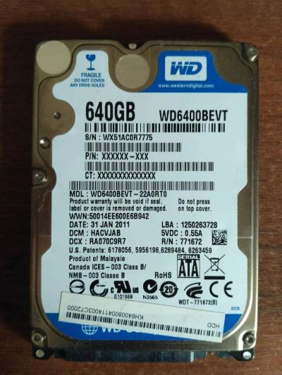 Лот: 10099354. Фото: 1. Жесткий диск для ноутбука Western... Жёсткие диски (HDD)