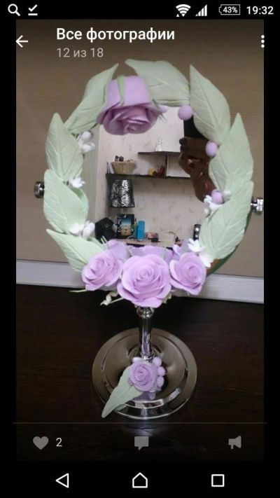 Лот: 9959937. Фото: 1. Зеркало с розами подарок для девушки... Зеркала