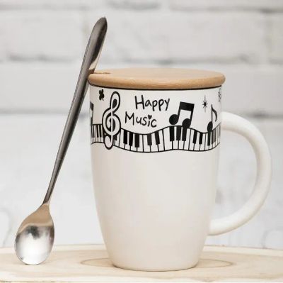 Лот: 19515105. Фото: 1. Кружка с крышкой и ложкой Happy... Кружки, стаканы, бокалы