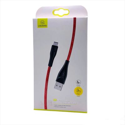 Лот: 22146431. Фото: 1. Кабель USAMS Micro U41 3m Red. Дата-кабели, переходники