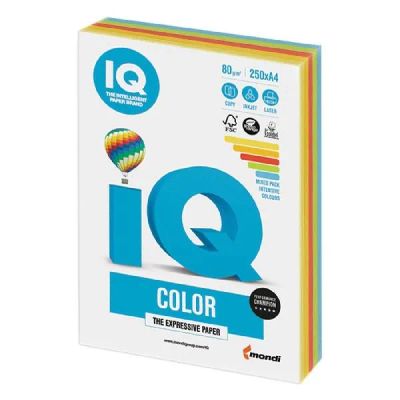 Лот: 24502308. Фото: 1. Бумага IQ-COLOR А4, 80г/м, 250... Бумага