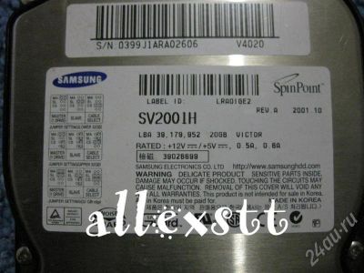 Лот: 186380. Фото: 1. IDE винчестер HDD Samsung 20Gb. Жёсткие диски (HDD)