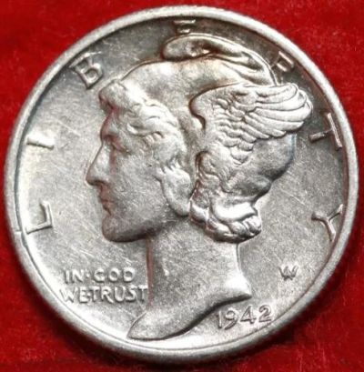 Лот: 10524991. Фото: 1. США 10 центов 1942 года. Mercury... Америка