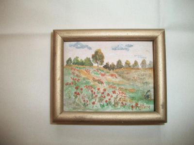 Лот: 3283534. Фото: 1. жарки цветут шелк акварель авт... Произведения