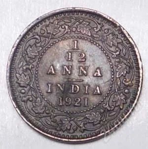 Лот: 1539836. Фото: 1. Британская Индия. 1/12 анны 1921г... Азия