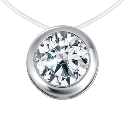 Лот: 23893505. Фото: 1. Серебряное колье на леске с фианитом... Цепочки