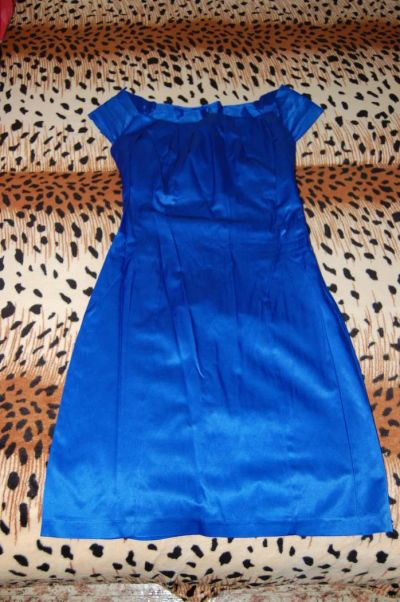 Лот: 4066033. Фото: 1. атласное синее платье. Платья