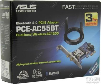 Лот: 10081479. Фото: 1. WiFi+Bluetooth 4.0 PCIe card ASUS... Платы расширения, контроллеры, доп. порты