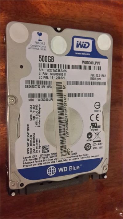 Лот: 7917472. Фото: 1. Жесткий диск WD5000LPVT [5400rpm... Жёсткие диски (HDD)
