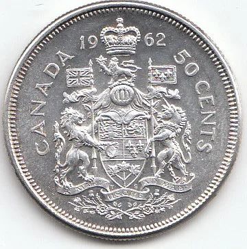 Лот: 8768745. Фото: 1. Канада 50 центов 1962 Ag 800. Америка