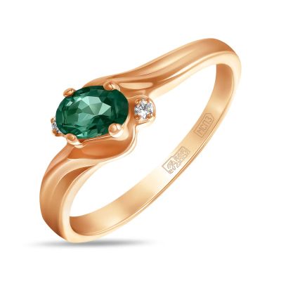 Лот: 24671763. Фото: 1. Кольцо с изумрудом и фианитом. Кольца, перстни