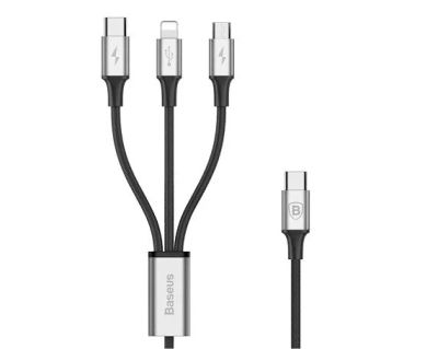 Лот: 18553066. Фото: 1. Кабель USB 3 в 1 Lightning+Micro-USB... Дата-кабели, переходники