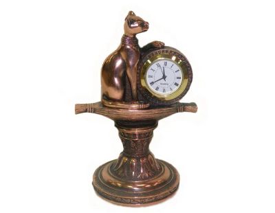 Лот: 10549474. Фото: 1. Часы "Египетская кошка. Фигурки, статуэтки