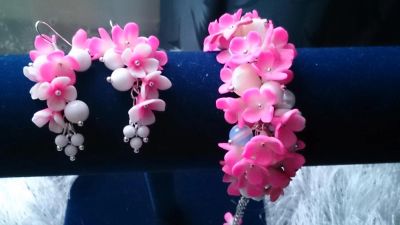 Лот: 4085628. Фото: 1. Комплект " Розовый рай "Авторская... Бижутерия ручной работы