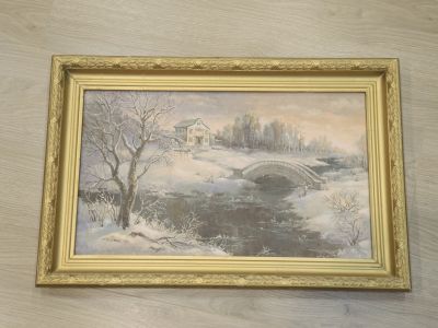 Лот: 19484284. Фото: 1. картина зимой зимний пейзаж в... Картины, гравюры