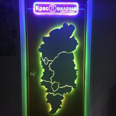 Лот: 7042989. Фото: 1. Карта Красноярского края с подсветкой. Другое (ручная работа)