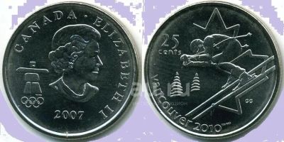 Лот: 19460378. Фото: 1. Монета 25 центов. Канада.2010... Америка